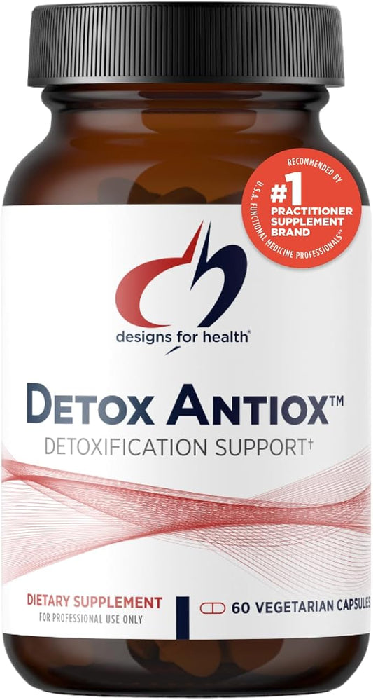 Designs for Health Detox Antiox - Liver + Detoxification Support Antioxidant Supplement with Turmeric Extract (Curcumin), Green Tea, Grape Seed, Vitamins + Minerals - Immune Support (60 Capsules)-SeraviaPure