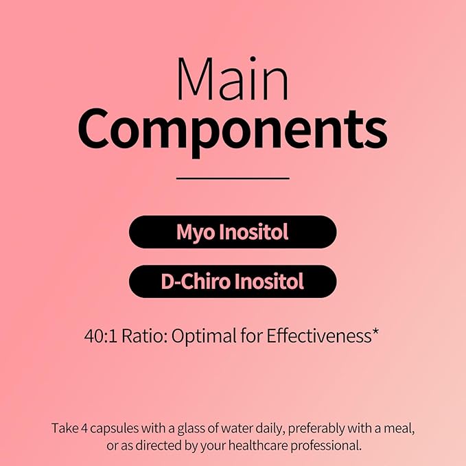 Inositol Supplement - Myo-Inositol & D-Chiro Inositol - 40:1 Ratio - Hormone Balance & Healthy Ovarian Support for Women - Vitamin B8-30 Day Supply-SeraviaPure