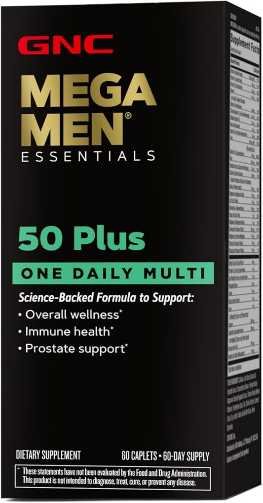 GNC Mega Men One Daily 50 Plus Multivitamin, Science-Backed Formula for Overall Wellness, Prostate and Circulatory Support and Immune Health, 60 Count