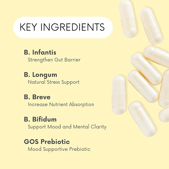 Probiotics 30 Billion CFU - Bifidus Mood Support Supplement w/prebiotics & probiotics for Women and Men - Mood & Digestion Support- Histamine Free - Natural Mood Boost - 60 Days Supply, Non-GMO-SeraviaPure