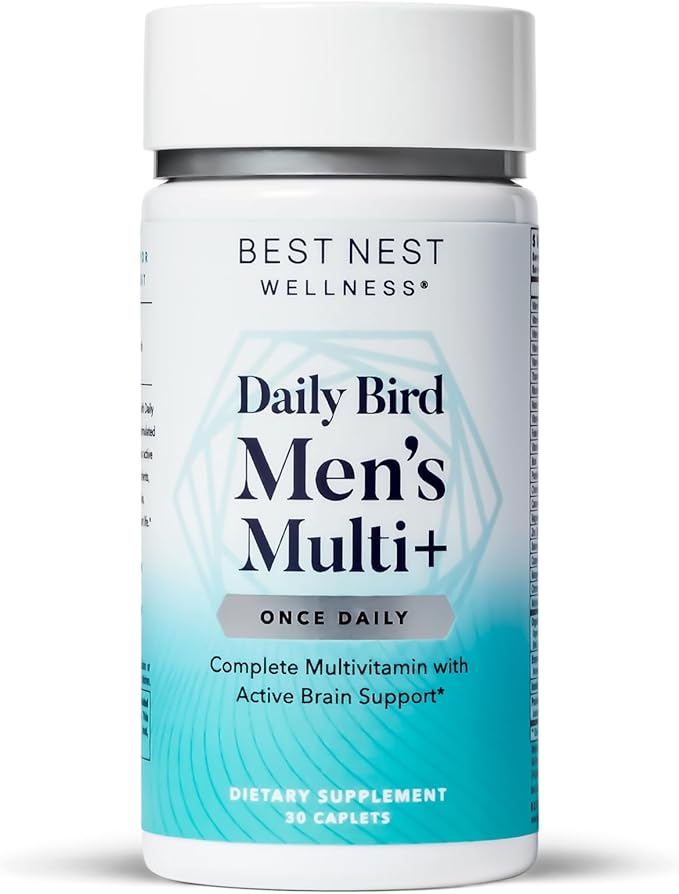 Best Nest Wellness Men's Multi Plus - Daily Multivitamin for Brain & Energy Health Support - Daily Multivitamin for Men - Probiotics & Digestive Enzyme Formula - 30 Caplets-SeraviaPure