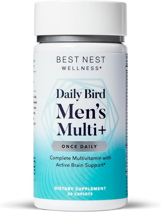 Best Nest Wellness Men's Multi Plus - Daily Multivitamin for Brain & Energy Health Support - Daily Multivitamin for Men - Probiotics & Digestive Enzyme Formula - 30 Caplets-SeraviaPure