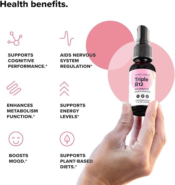 Complement Bundle- Vegan Multivitamin (90 Capsules) & Triple B12 Spray (60 Servings) - Complete Nutrition with Omega 3, Vitamins D3 K2, Zinc, Magnesium & Raspberry- Flavored B12 for Energy & Health-SeraviaPure