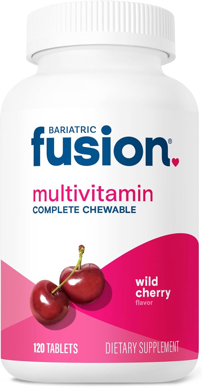 Bariatric Fusion Wild Cherry Complete Chewable Bariatric Multivitamin with Iron for Bariatric Surgery Patients Including Gastric Bypass and Sleeve Gastrectomy - 120 Tablets-SeraviaPure