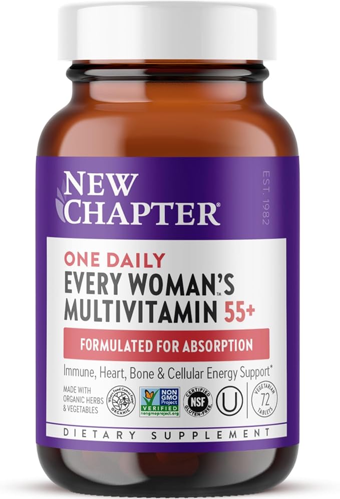 New Chapter Women's Multivitamin 50 Plus for Cellular Energy, Heart & Immune Support with 20+ Nutrients + Astaxanthin - Every Woman's One Daily 55+, Gentle on The Stomach, 72 Count-SeraviaPure