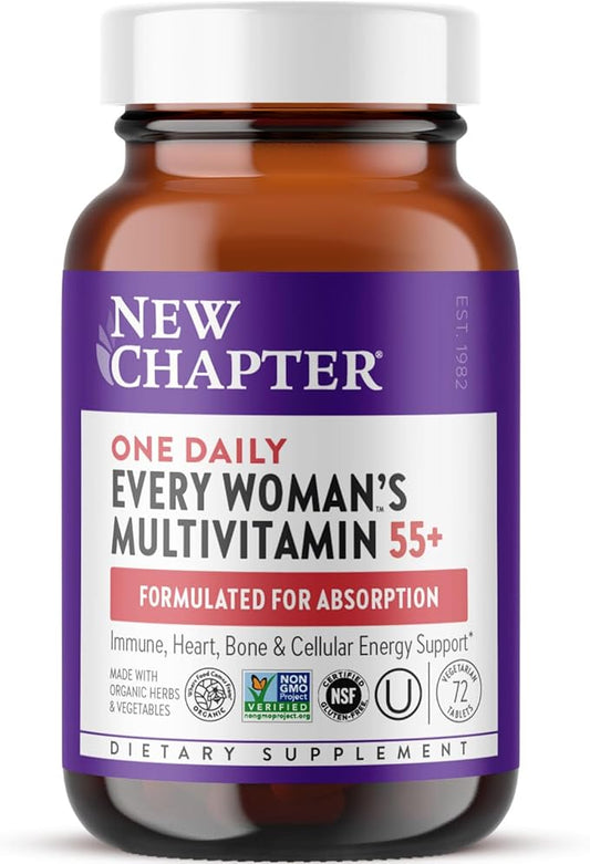 New Chapter Women's Multivitamin 50 Plus for Cellular Energy, Heart & Immune Support with 20+ Nutrients + Astaxanthin - Every Woman's One Daily 55+, Gentle on The Stomach, 72 Count-SeraviaPure