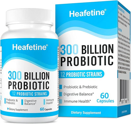 300 Billion CFUs Probiotic, Probiotics for Women Men - 12 Probiotics Strains + 3 Organic Prebiotics, Probiotics for Digestive Health & Immune, Gut Health Bloating, Shelf Stable Probiotic - 60 Capsules-SeraviaPure