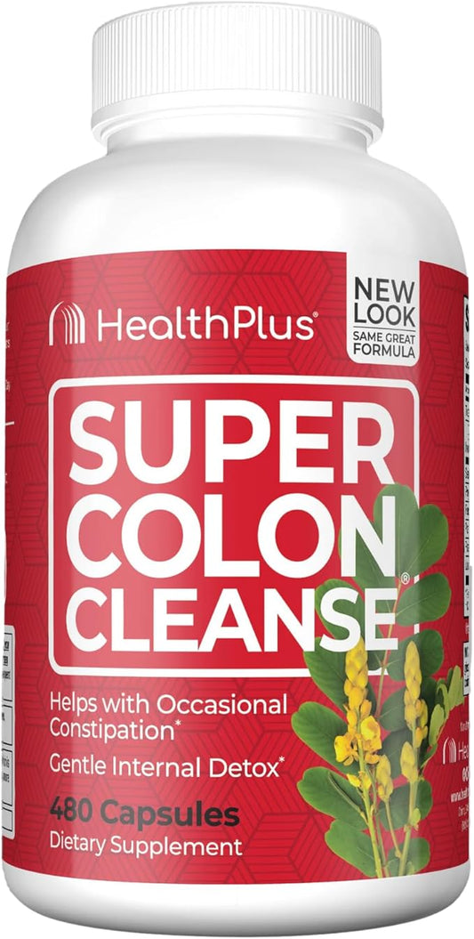 Health Plus Super Colon Cleanse: 10-Day Cleanse -Detox 12 Cleanses, 480 Capsules-SeraviaPure