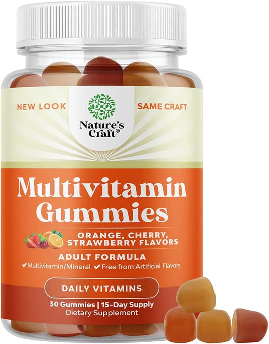 Potent Daily Multivitamin Gummies for Adults - Wellness Blend of Vitamin D A C E B12 Zinc and Biotin - Adult Vitamin Gummy for Energy and Immunity - Non-GMO Gluten Free and Halal Gummies 30 Count-SeraviaPure
