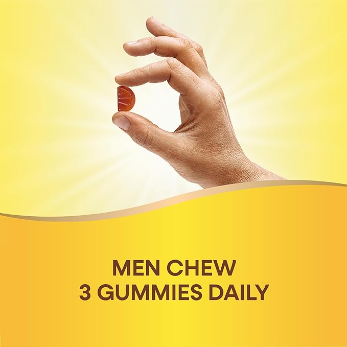 Nature's Way Alive! Men's Premium Gummy Multivitamin, Supports Healthy Heart, Muscle Function*, Full B-Vitamin Complex, Orange, Grape, Cherry Flavored, 75 Gummies (Packaging May Vary)-SeraviaPure