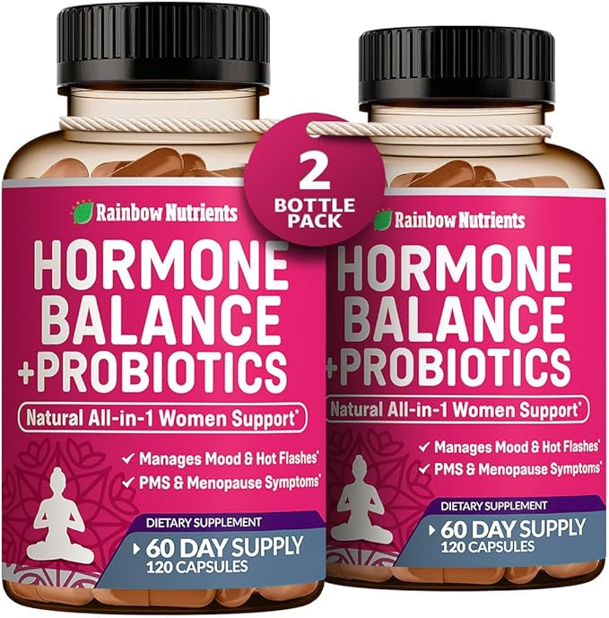 (2 Pack) Hormone Balance + Probiotics for Women (3450mg) Natural Relief for Menopause, Hot Flashes, PMS, Bloating | 4:1 Chasteberry, Dong Quai, Black Cohosh | Non GMO|240 V Capsules-SeraviaPure