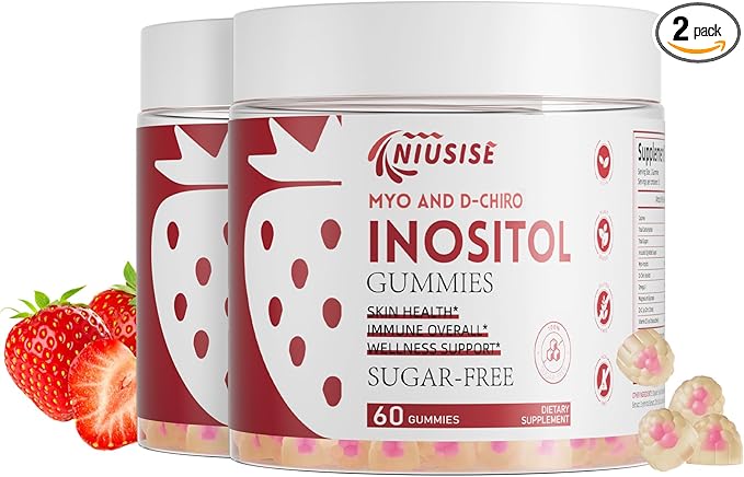 Inositol Gummies, Inositol Supplement with Myo-Inositol & D-Chiro Inositol + Vitamin D3, Ideal 40:1 Ratio, with Magnesium Glycinate 400mg, Supports Regular Cycle for Women, Vegan, 2 Pack-SeraviaPure