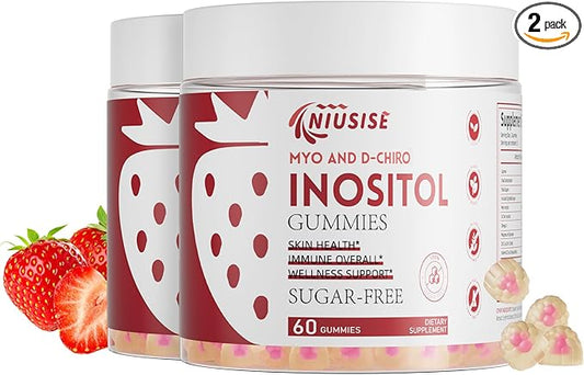 Inositol Gummies, Inositol Supplement with Myo-Inositol & D-Chiro Inositol + Vitamin D3, Ideal 40:1 Ratio, with Magnesium Glycinate 400mg, Supports Regular Cycle for Women, Vegan, 2 Pack-SeraviaPure
