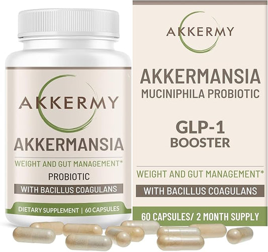 Akkermansia Probiotic for Healthy Weight - Naturally Increases GLP-1-60 Day Supply - Contains Bacillus Coagulans, Vitamins B2, D3 & Chromium - SIBO Friendly, Vegan & Gluten Free-SeraviaPure