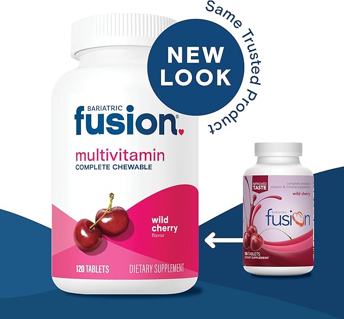 Bariatric Fusion Wild Cherry Complete Chewable Bariatric Multivitamin with Iron for Bariatric Surgery Patients Including Gastric Bypass and Sleeve Gastrectomy - 120 Tablets-SeraviaPure
