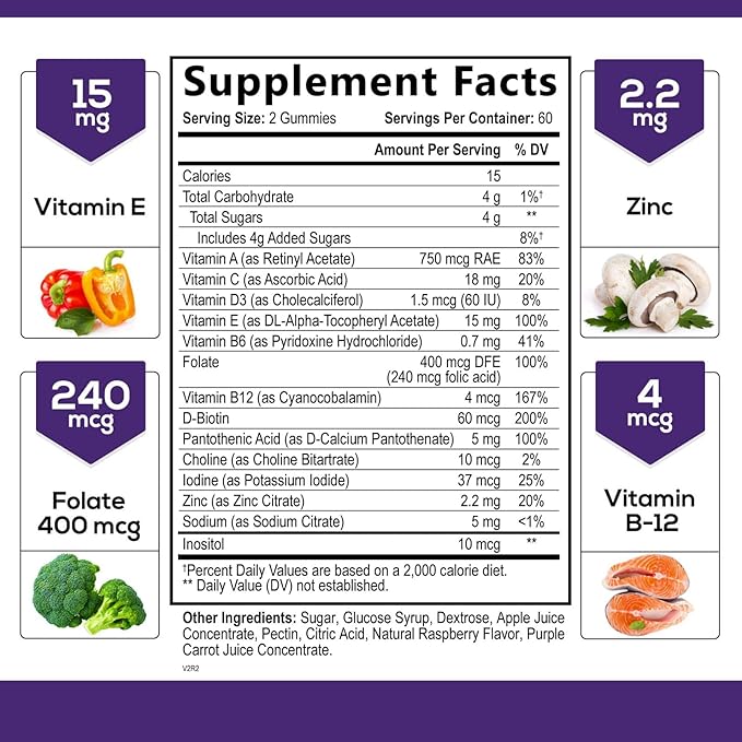 Multivitamin Gummies - Nature's Daily Gummy Multivitamins for Adults, Women & Men with Vitamins A, C, E, B6, B12, and Minerals - Natural Multi Vitamin Supplement, Non-GMO, Berry Flavor - 120 Gummies-SeraviaPure