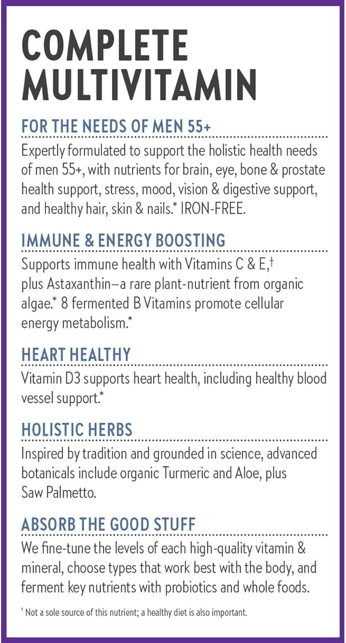 New Chapter Men's Multivitamin 50 Plus for Brain, Heart, Digestive, Prostate & Immune Support with 20+ Nutrients + Astaxanthin - Every Man's One Daily 55+, Gentle on The Stomach - 72 ct-SeraviaPure