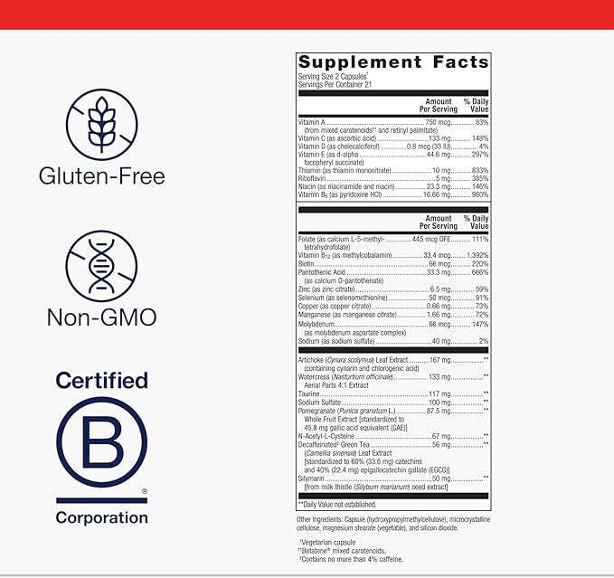 Metagenics AdvaClear - Daily Support for Detoxification* - Detox Supplements* - with Vitamin B12, Pantothenic Acid & Zinc Citrate - 42 Capsules-SeraviaPure