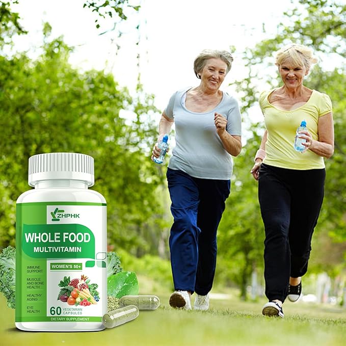Multivitamin for Women 50 and Over, Whole Food Multivitamins Minerals Organic Extracts Women's 50+ Multivitamin for Energy Support, Nourish Hair, Skin, Nails Health, 60 Capsules-SeraviaPure