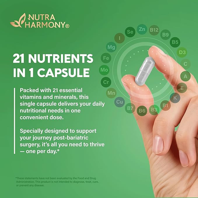 Bariatric Multivitamin - 45 mg Iron Supplements - Made in USA - for Women & Men - All-in-One, 21 Essential Vitamins - Gastric Sleeve Support - Free of Sugar, Gluten & Soy - 90 Capsules-SeraviaPure