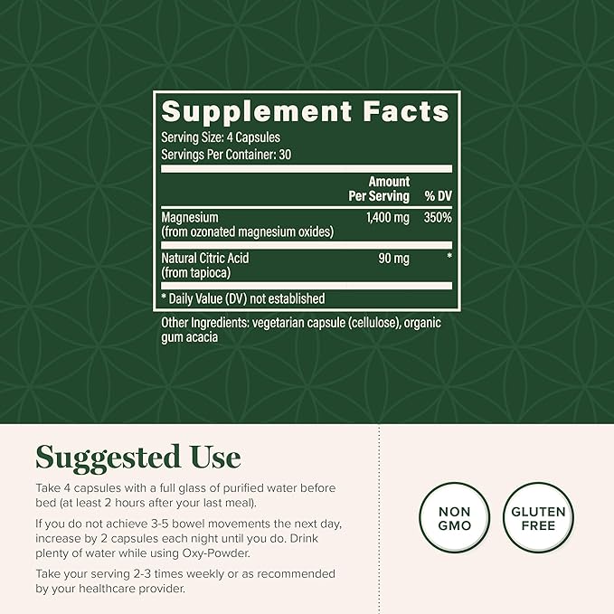 Global Healing Center Oxy-Powder Oxygen Based Safe and Natural Colon Cleanser and Relief from Occasional Constipation (120 Capsules)(Packaging may vary)-SeraviaPure