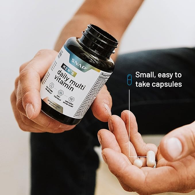 Snap Supplements Men's Multivitamins - Daily Vitamins & Minerals for Men - Vitamin D, B12, Zinc, Herbs & Vitamin C for Energy & Immune Support, Multivitamin for Men, 60 Capsules-SeraviaPure