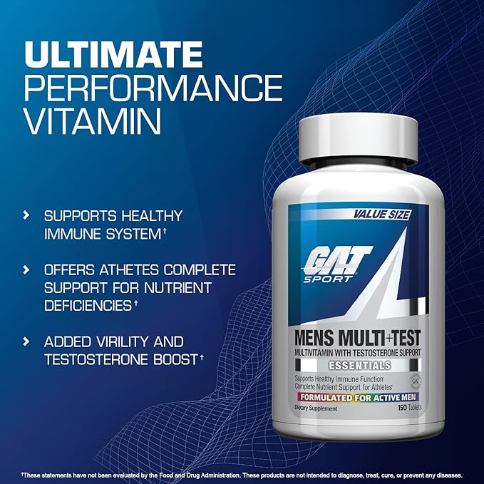 GAT SPORT Men's Multi + Test, Premium Multivitamin Tablets (150 Count)-SeraviaPure