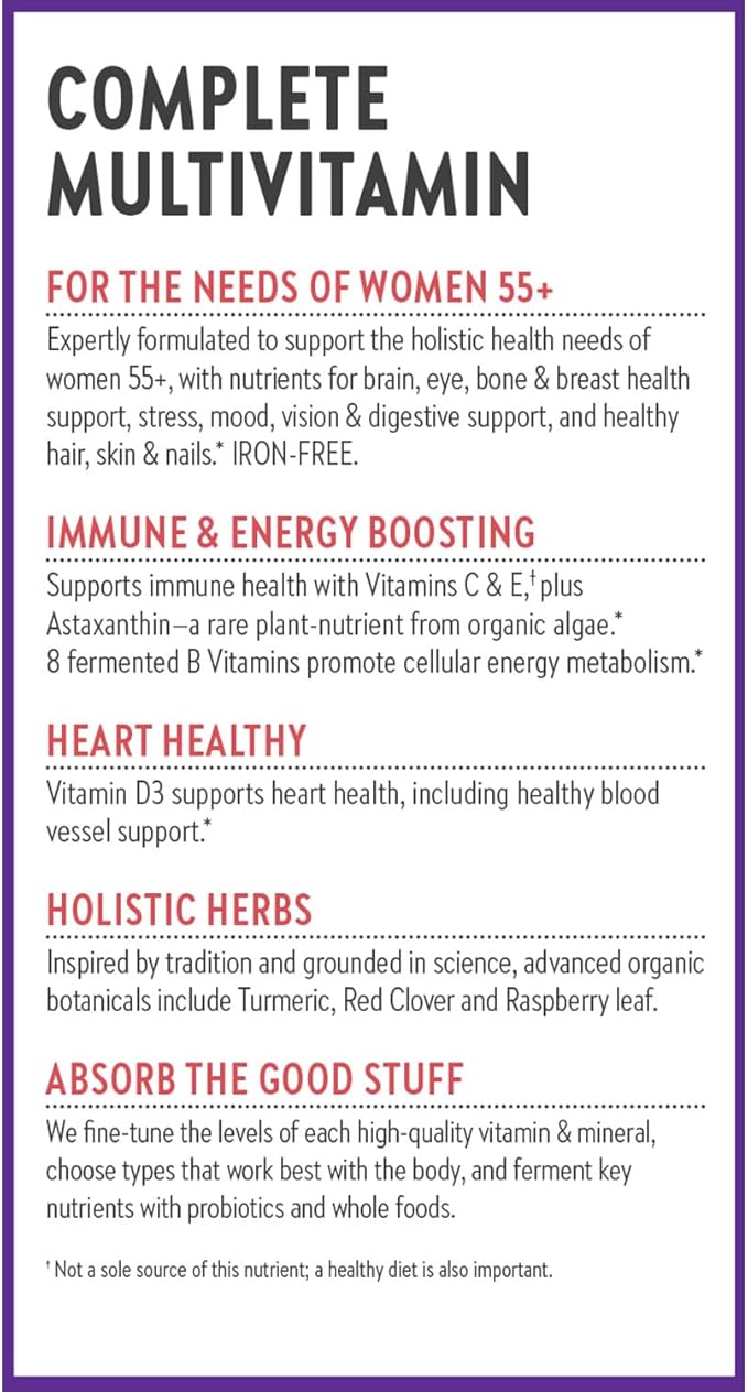 New Chapter Women's Multivitamin 50 Plus for Cellular Energy, Heart & Immune Support with 20+ Nutrients + Astaxanthin - Every Woman's One Daily 55+, Gentle on The Stomach, 72 Count-SeraviaPure
