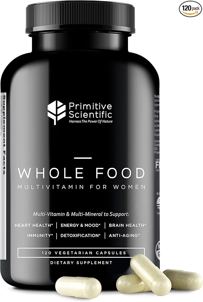 Whole Food Multivitamin for Women (120 Vegetarian Capsules) for Holistic Health, Natural Women’s Multivitamin for Immune Support, Heart Health, Energy, Cleansing, and More-SeraviaPure