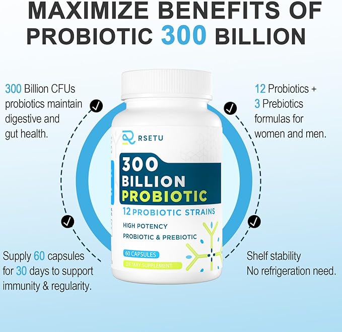 Probiotics for Women & Men - 300 Billion CFU Probiotic, 12 Strains Probiotics + 3 Organic Prebiotics, Daily Probiotics for Digestive Health, Gut, Immune, Constipation, Diarrhea, Bloating - 120 capsule-SeraviaPure