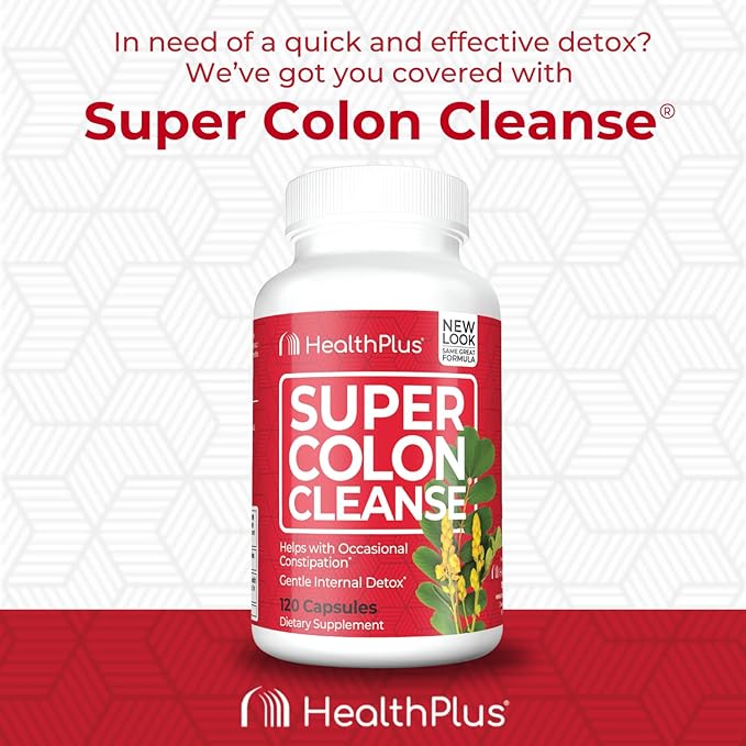 Health Plus Super Colon Cleanse 10 Day Gentle Gut Cleanse Detox, Psyllium Husk, Probiotics for Constipation Relief & Digestive Support, 120 Capsules-SeraviaPure