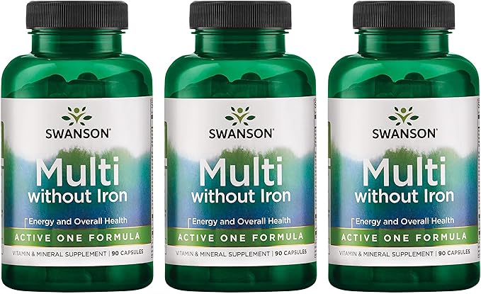Swanson Active One Multivitamin Without Iron 90 Capsules (3 Pack)-SeraviaPure