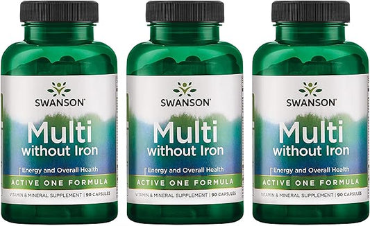 Swanson Active One Multivitamin Without Iron 90 Capsules (3 Pack)-SeraviaPure
