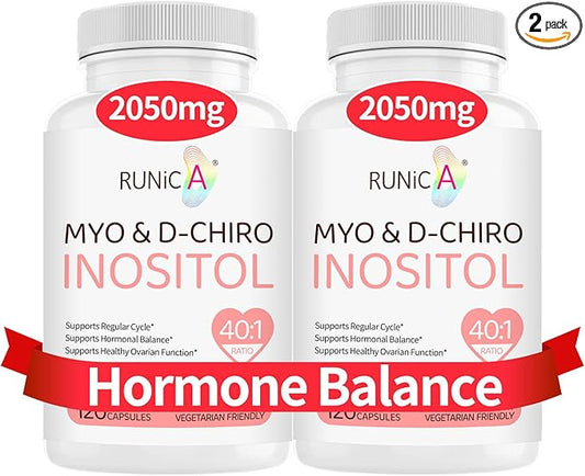 Inositol Supplement - Myo-Inositol & D-Chiro Inositol - 40:1 Ratio - Hormone Balance & Healthy Ovarian Support for Women - Vitamin B8-30 Day Supply-SeraviaPure