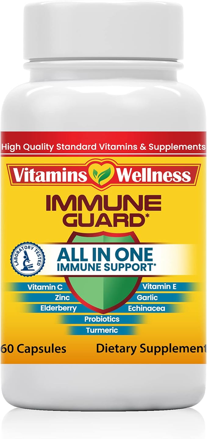 '-10 in 1- Made in USA Immune Support Supplement–Elderberry Immune Guard and Booster with Zinc and Vitamin C, Vitamin B6, Turmeric, Garlic, Echinacea 60 Count/1 Month Supply-SeraviaPure