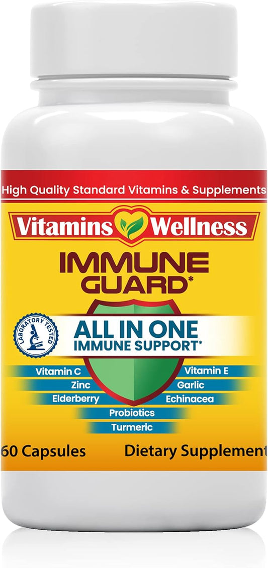 '-10 in 1- Made in USA Immune Support Supplement–Elderberry Immune Guard and Booster with Zinc and Vitamin C, Vitamin B6, Turmeric, Garlic, Echinacea 60 Count/1 Month Supply-SeraviaPure