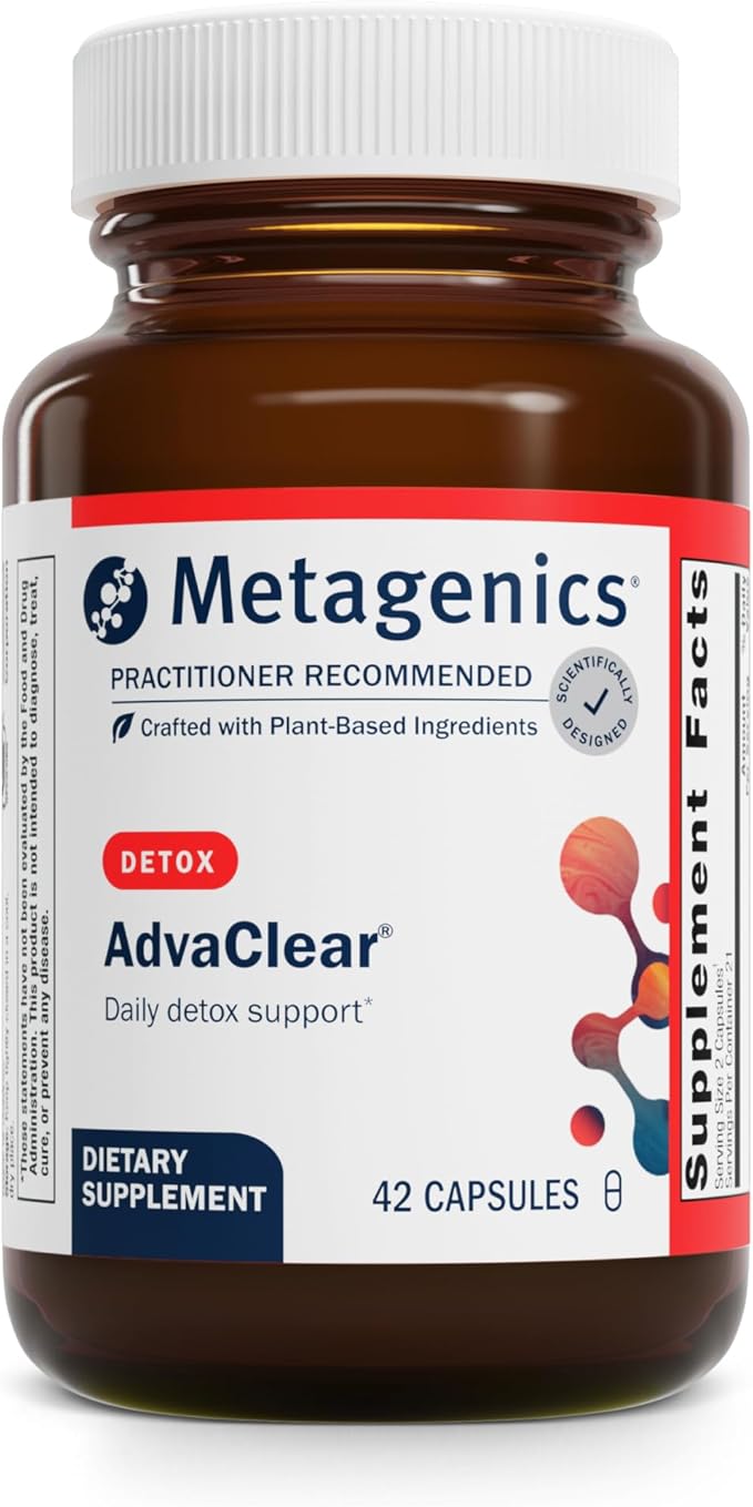 Metagenics AdvaClear - Daily Support for Detoxification* - Detox Supplements* - with Vitamin B12, Pantothenic Acid & Zinc Citrate - 42 Capsules-SeraviaPure