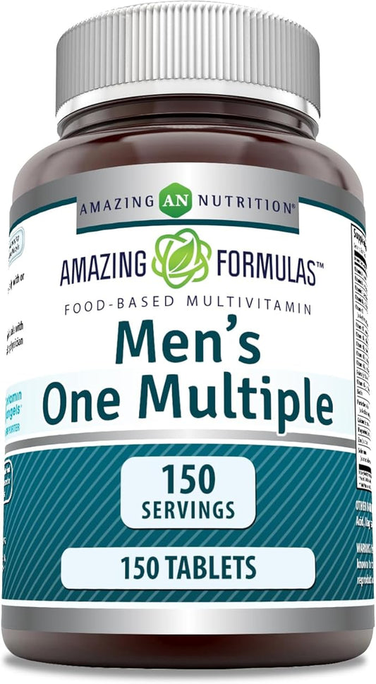 Amazing Formulas Men's One Multiple 150 Tablets | Multivitamin Supplement for Men | Perfect Blend of Vitamins, Minerals, 25 Million CFU Probiotics & More | Made in USA-SeraviaPure