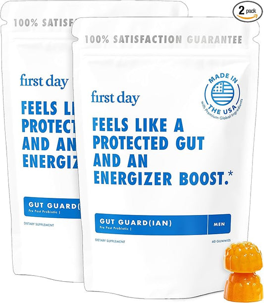 FIRST DAY 3 in 1 Probiotics for Men - Prebiotic, Probiotic & Postbiotic Supplement – Mens Probiotic for Digestive Health, Oral Health, Immune Function, Energy, Gut Health for Men – 60-Day Supply-SeraviaPure