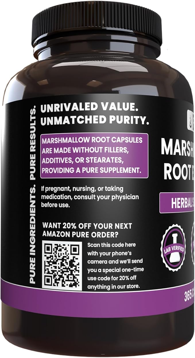 Pure Original Ingredients Marshmallow Root (365 Capsules) No Magnesium Or Rice Fillers, Always Pure, Lab Verified