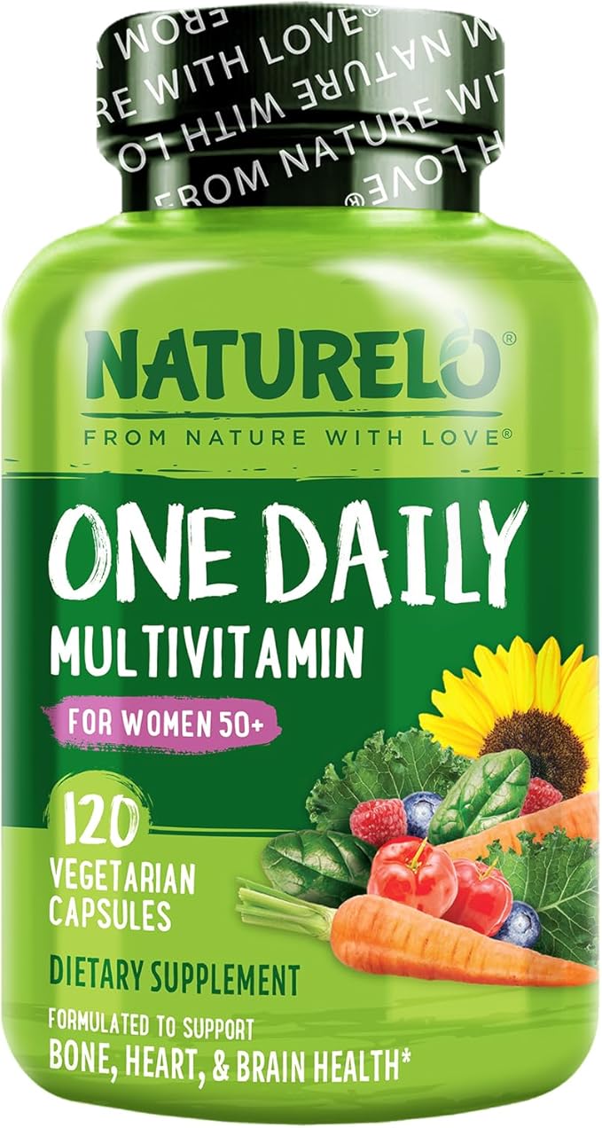 NATURELO One Daily Multivitamin for Women 50+ (Iron Free) - Menopause Support for Women Over 50 - Whole Food Supplement - Non-GMO - No Soy - 120 Capsules - 4 Month Supply-SeraviaPure