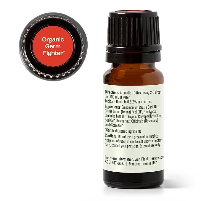 Plant Therapy Organic Fighter Essential Oil Blend 100% Pure, Undiluted, Therapeutic Grade 10 mL (1/3 oz)