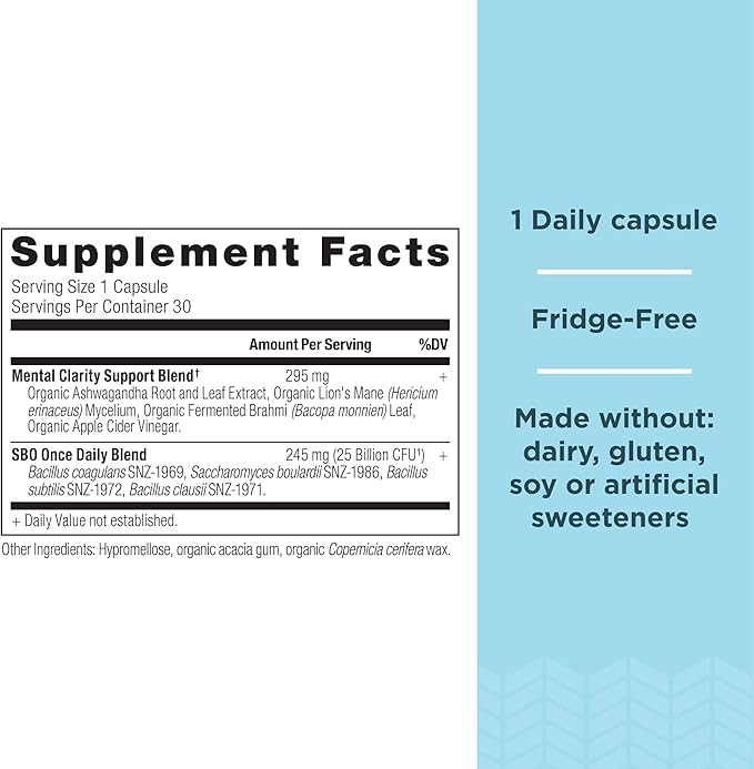 Probiotics for Mental Clarity by Ancient Nutrition, Once Daily Probiotics 30Ct, Helps Promote Mental Clarity and Concentration, Supports Healthy Energy and More Restful Sleep, 25 Billion CFUs*-SeraviaPure
