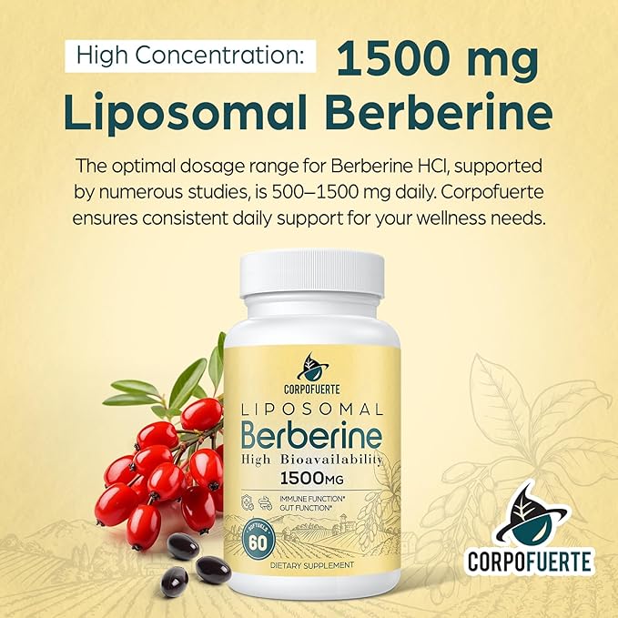 Liposomal Berberine HCl 1500 mg - Berberine Supplement for Women and Men (2 Pack)