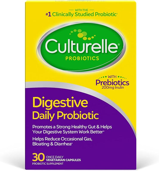 Culturelle Daily Probiotic Capsules For Men & Women, Most Clinically Studied Probiotic Strain, Digestive & Gut Health, Supports Occasional Diarrhea, Gas & Bloating, 1 Month Supply, 30 CT-SeraviaPure