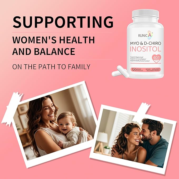 Inositol Supplement - Myo-Inositol & D-Chiro Inositol - 40:1 Ratio - Hormone Balance & Healthy Ovarian Support for Women - Vitamin B8-30 Day Supply-SeraviaPure