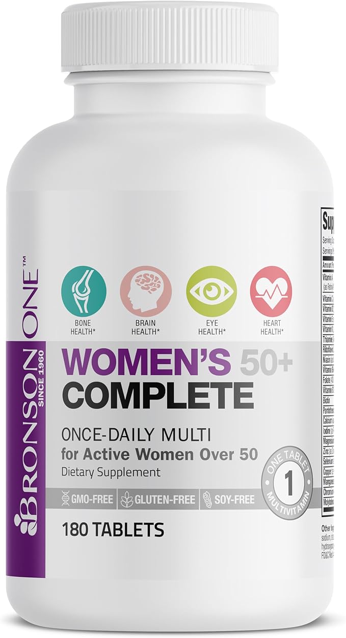 Bronson ONE Daily Women’s 50+ Complete Multivitamin Multimineral, 180 Tablets-SeraviaPure