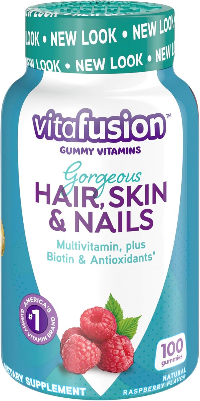 Vitafusion Gorgeous Hair, Skin Nails Multivitamin Gummy Vitamins, plus Biotin and Antioxidant vitamins CE, Raspberry Flavor, 100ct (33 day supply), from America’s Number One Gummy Vitamin Brand-SeraviaPure