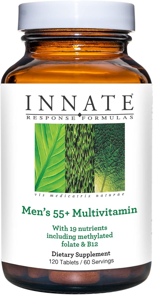 Innate Response Formulas Men’s 55+ Multivitamin - Daily Multivitamin for Men 55 and Over - with B Vitamins - Vegetarian, Non-GMO, Kosher, and Gluten-Free - 120 Tablets (60 Servings)-SeraviaPure