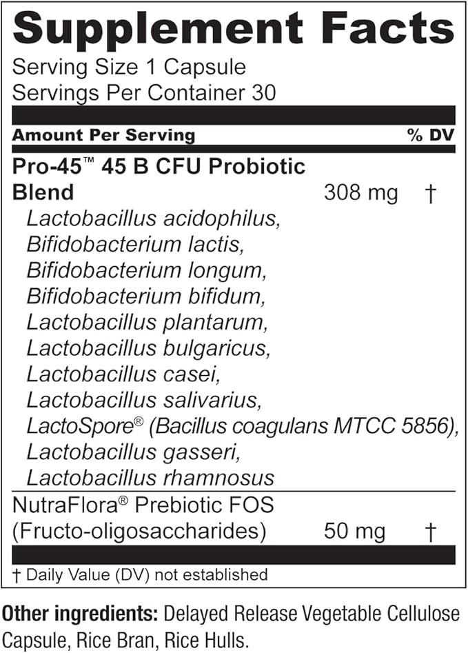 Live Conscious PRO45 Probiotics for Women & Men: Comprehensive Formula, 45 Billion CFU, 11 Strains, Dairy Free - w/Prebiotics and Probiotics - Promotes Immune & Gut Health - 30 Veggie Caps-SeraviaPure